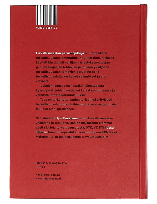 Turvallisuusalan perusoppikirja - Paasonen, Jyri - Tietokirjat ja oppaat - 10105461695 - 1