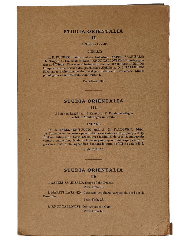 SONGS OF THE DRUZES -  Saarisalo, Aapeli - Historiakirjat - 10105461824 - 1