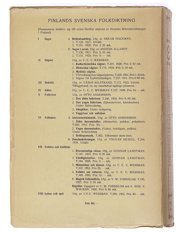Finlands svenska folkdiktnig: Folkdans ai äldre dansmelodier - Svenska Litteratursällskapet i Finland - Musiikki- ja elokuvakirjat - 10105462155 - 1