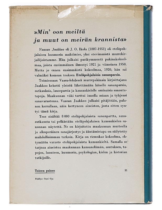 Eteläpohjalaisia sananparsia - Vaasan Jaakkoo - Romaanit ja novellit - 10105462212 - 1