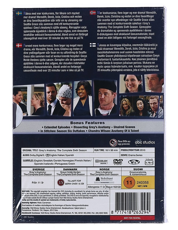 Grey's Anatomy: Kuudes tuotantokausi - DVD - DVD-elokuvat - 10105462229 - 1