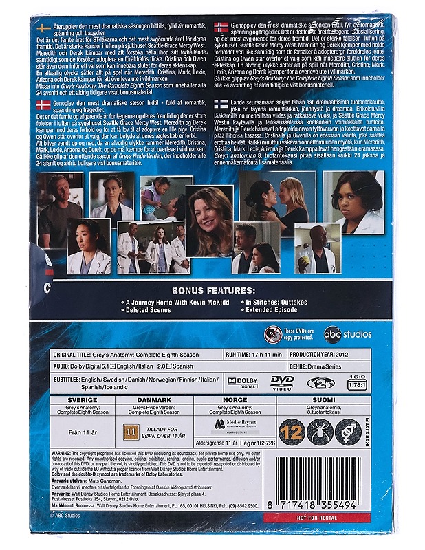 Grey's Anatomy: Kahdeksas tuotantokausi - DVD - DVD-elokuvat - 10105462237 - 1