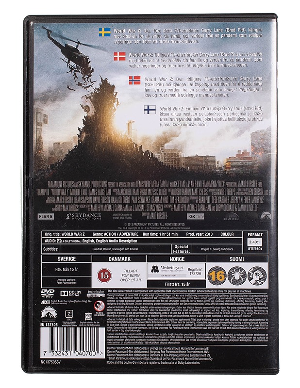 World War Z - DVD - DVD-elokuvat - 10105462379 - 1
