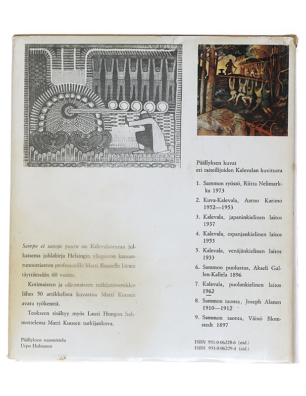 Sampo ei sanoja puutu : Kalevalaseuran vuosikirja 54, 1974- Honko, Lauri - Tietokirjat ja oppaat - 10105462423 - 1