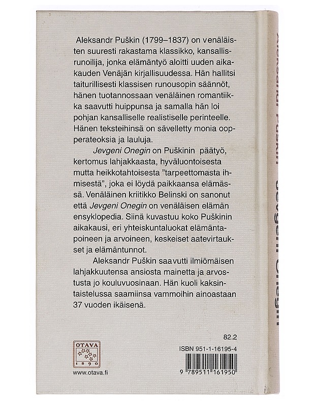Jevgeni Onegin : runoromaani - Puskin, Aleksandr - Romaanit ja novellit - 10105462462 - 1