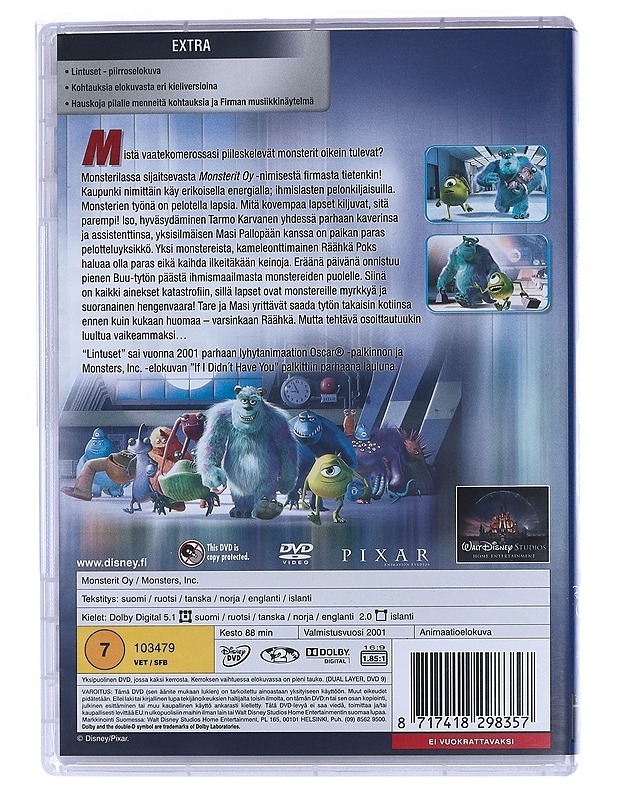 Disney Pixar Monserit Oy - DVD - DVD-elokuvat - 10105462471 - 1