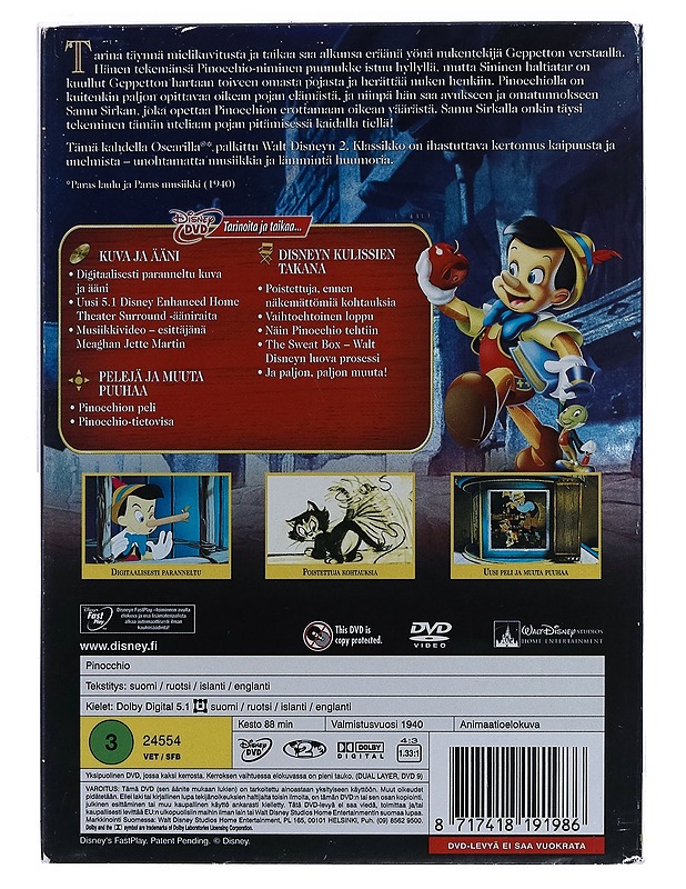 Walt Disney Pinocchio - DVD-elokuvat - 10105462477 - 1