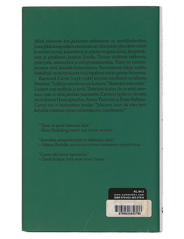 Mistä puhumme kun puhumme rakkaudesta - Carver, Raymond - Romaanit ja novellit - 10105462573 - 1