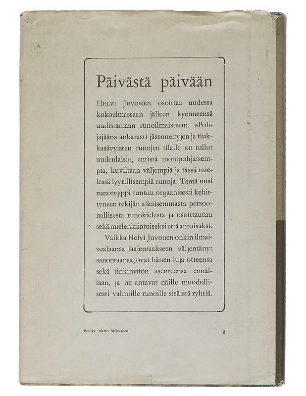 Päivästä päivään - Helvi Juvonen - Runot ja näytelmät - 10105462600 - 1