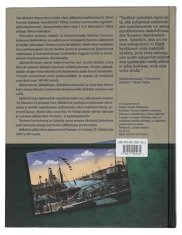 Jääkärikirja - Onttonen, Markku - Historiakirjat - 10105462652 - 1