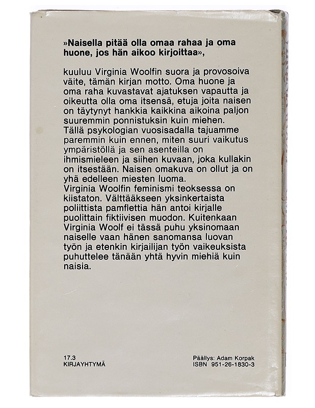Oma huone - Woolf, Virginia - Romaanit ja novellit - 10105462653 - 1