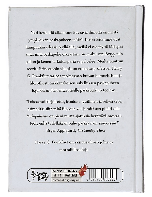 Paskapuheesta - Frankfurt, Harry G. - Tietokirjat ja oppaat - 10105462765 - 1