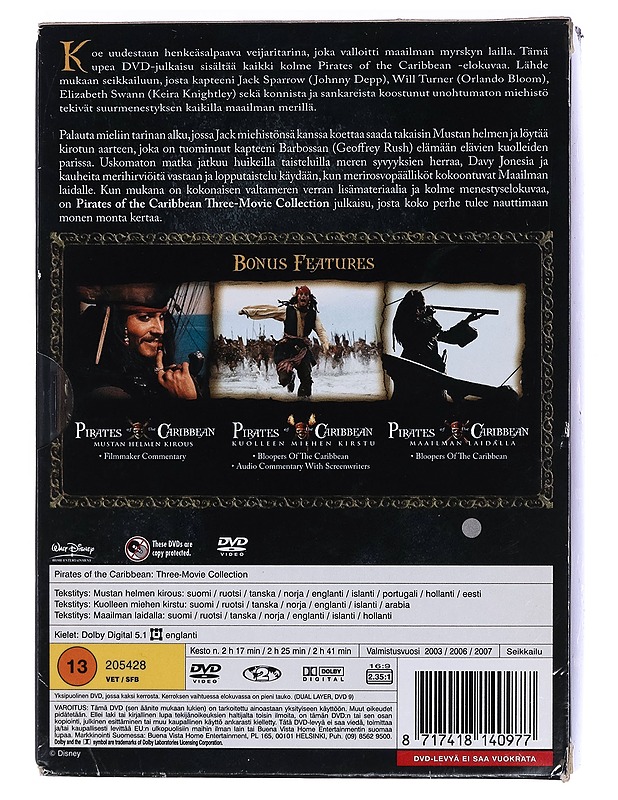 Pirates Of The Carribean: Three Movie Collection - DVD - DVD-elokuvat - 10105462819 - 1