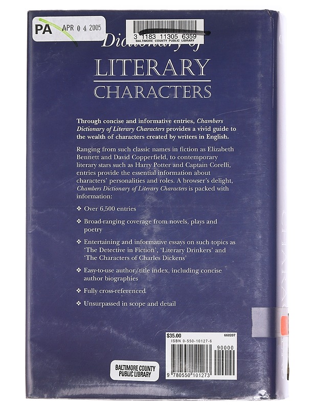 Dictionary Of Literary Characters - Chambers - Tietokirjat ja oppaat - 10105462820 - 1