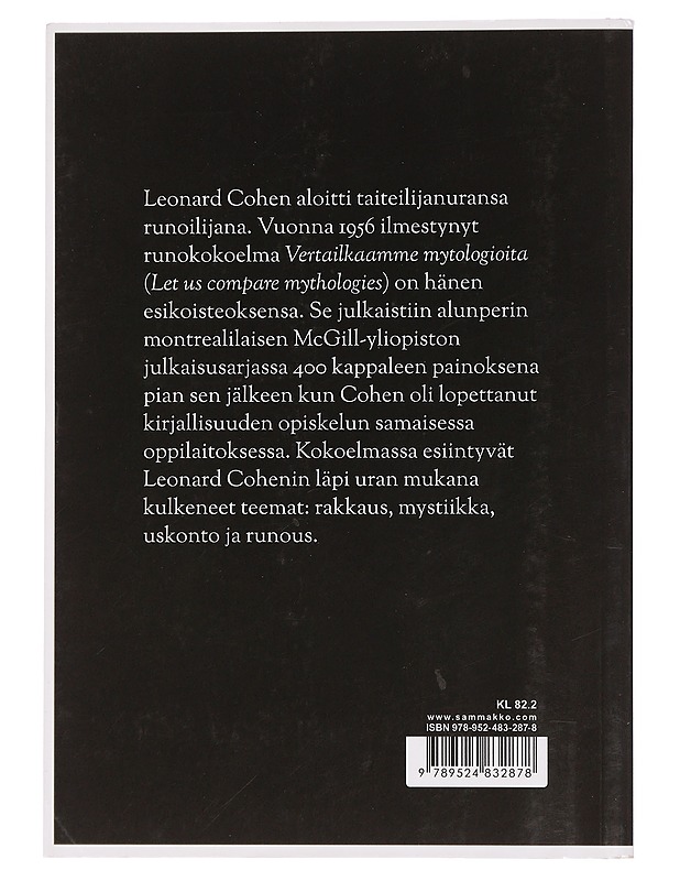 Vertailkaamme mytologioita - Cohen, Leonard - Runot ja näytelmät - 10105463287 - 1