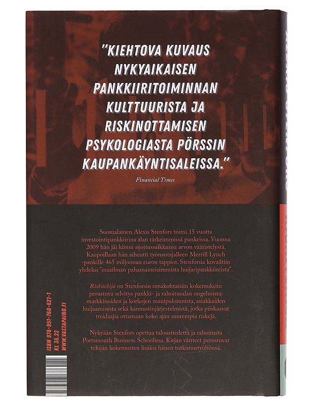 Riskitekijä : pankkimaailman pimeä puoli - Stenfors, Alexis - Elämäkerrat ja muistelmat - 10105463558 - 1