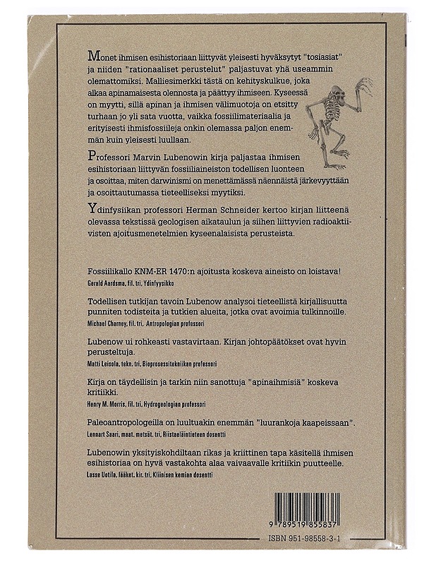 Myytti apinaihmisistä : kiista fossiilien ajoituksesta - Lubenow, Marvin L. - Tietokirjat ja oppaat - 10105463733 - 1