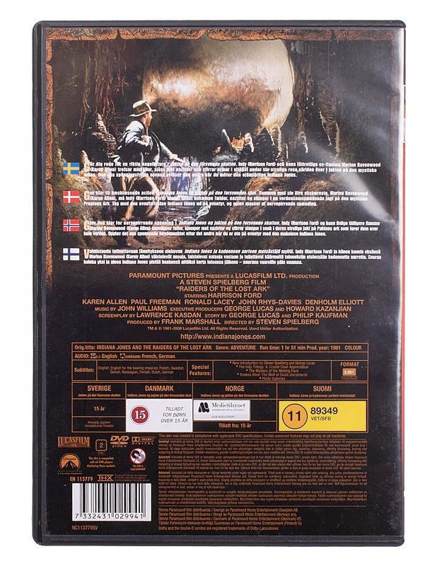 Indiana Jones and the Raiders of the Lost Ark - DVD - DVD-elokuvat - 10105463741 - 1