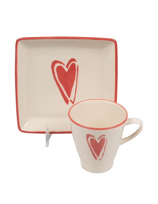 PENTIK Sydän kahvikuppi ja lautanen - Lautaset ja kulhot - 10105463914 - 1