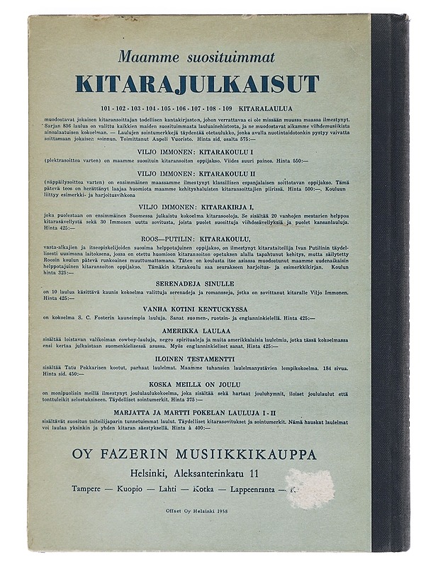 109 Kitaralaulua - Harrastekirjat - 10105464048 - 1