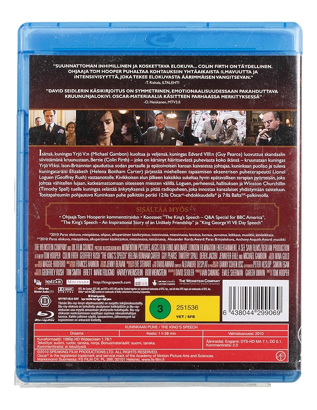Kuninkaan puhe - Blu-ray - Blu-ray-levyt - 10105464070 - 1