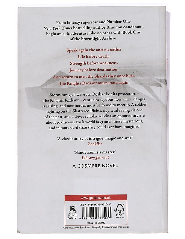 The Way of Kings - Sanderson, Brandon - Fantasia- ja scifi - 10105464252 - 1