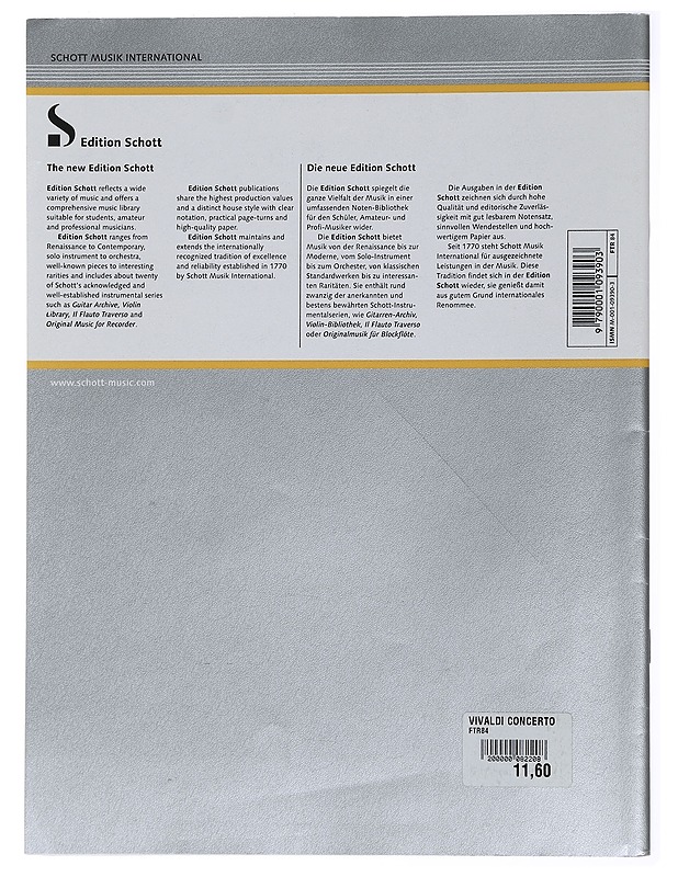 Vivaldi : Concerto VI for Flute, String Orchestra and Basso continuo  - Musiikki- ja elokuvakirjat - 10105464311 - 1
