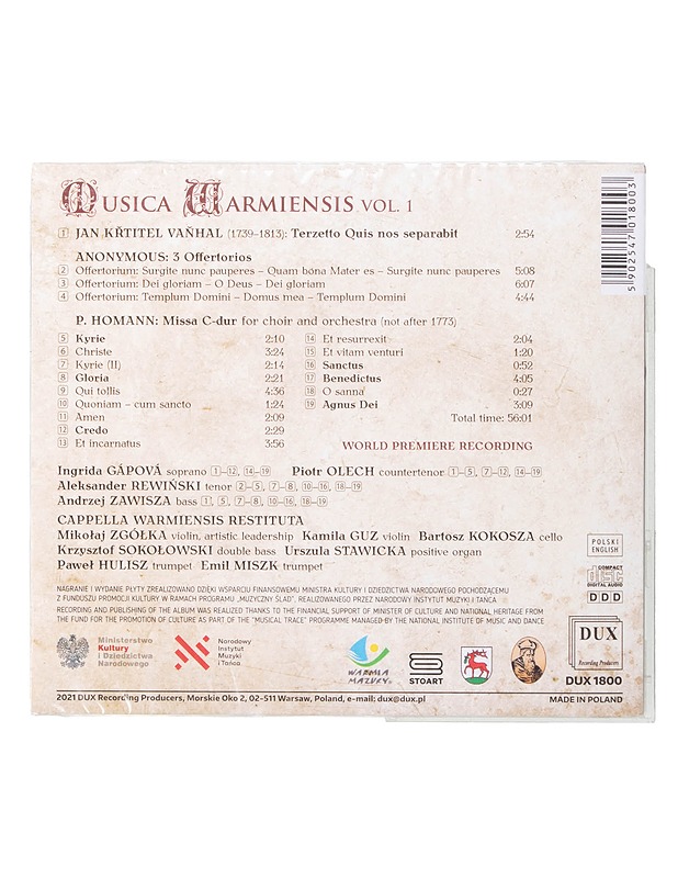 Musica Warmiensis Vol. 1 - CD - CD-levyt - 10105464728 - 1