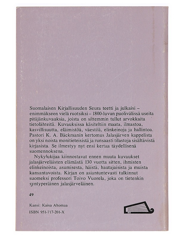 Jalasjärven kappeli - Bäckman, Knut Adolf - Historiakirjat - 10105464818 - 1