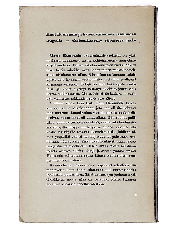 Kultasateen alla - Marie Hamsun - Romaanit ja novellit - 10105465071 - 1