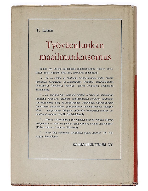 Työväenluokan maailmankatsomus - T. Lehen - Historiakirjat - 10105465137 - 1