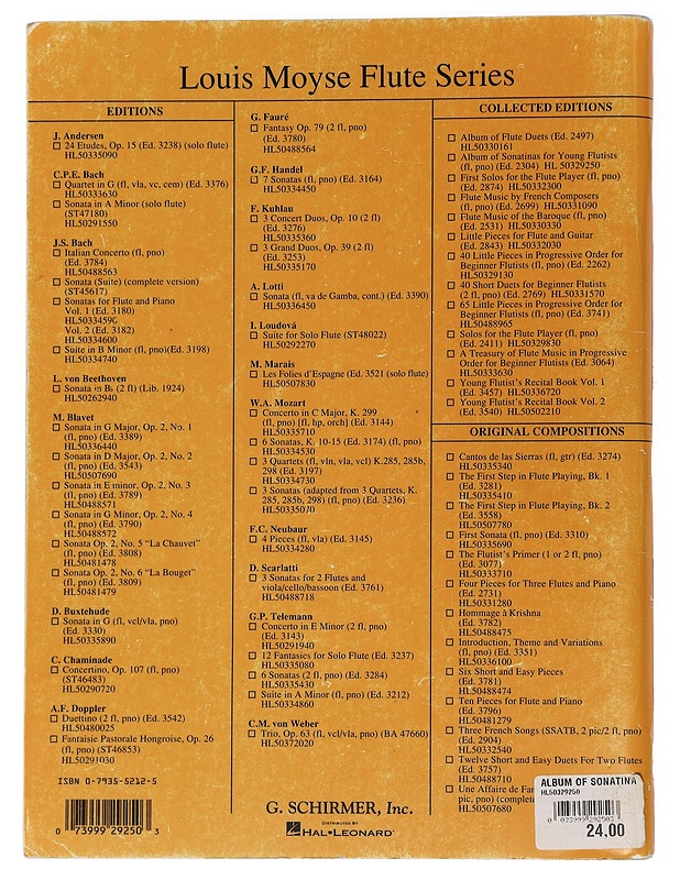 Album of sonatinas for young flutists : by Clementi, Kuhlau, J. C. Bach, Beethoven, Mozart, Schubert, Telemann : in progressive order - Moyse, Louis - Musiikki- ja elokuvakirjat - 10105465325 - 1