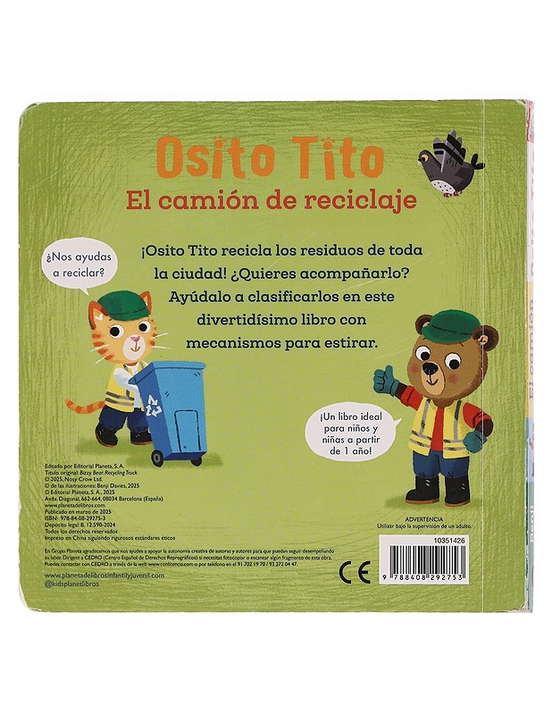 Osito Tito, El camión de reciclaje - Benji Davies - Lastenkirjat - 10105465407 - 1