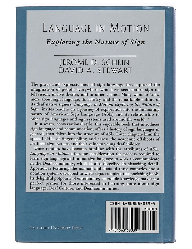Language in Motion. Exploring the Nature of Sign - Jerome D. Schein - Tietokirjat ja oppaat - 10105465533 - 1