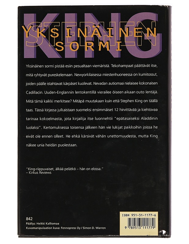 Painajaisia ja unikuvia. 1. Yksinäinen sormi - King, Stephen - Romaanit ja novellit - 10105465580 - 1