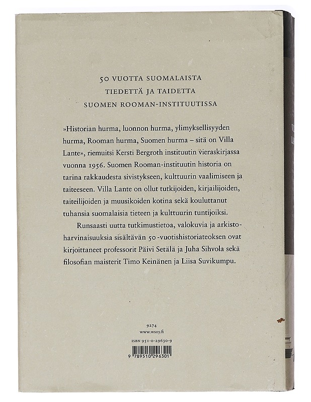 Villa Lante : Suomen Rooman-instituutti 1954-2004 - Setälä, Päivi - Historiakirjat - 10105466322 - 1