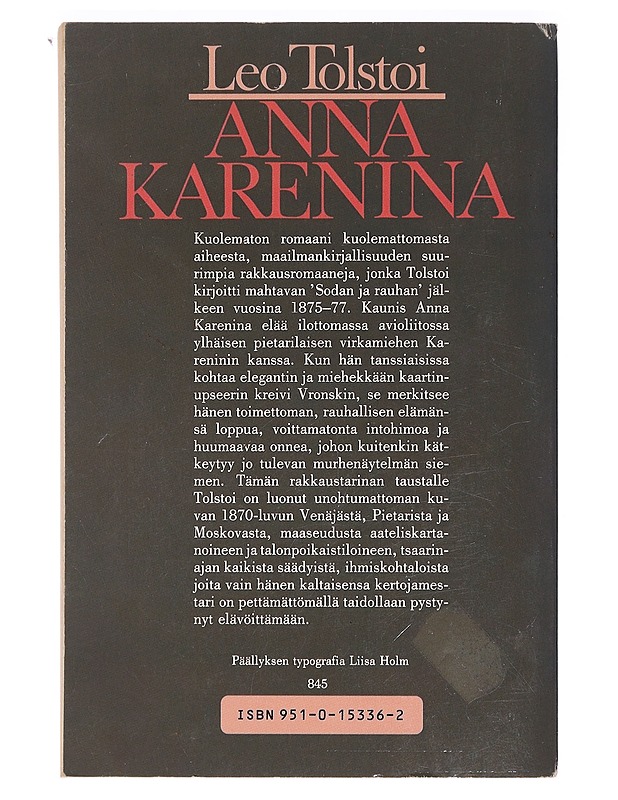 Anna Karenina - Tolstoi, Leo - Romaanit ja novellit - 10105466377 - 1