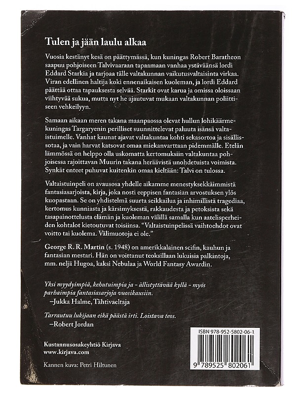 Tulen ja jään laulu osa 1 : Valtaistuinpeli  - Martin, George R. R. - Fantasia- ja scifi - 10105466575 - 1