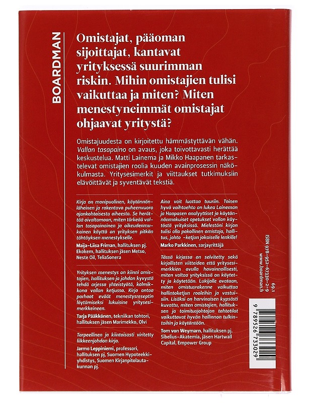Vallan tasapaino : omistajat, hallitus, johto - Lainema, Matti - Kirja lahjaksi - 10105466590 - 1