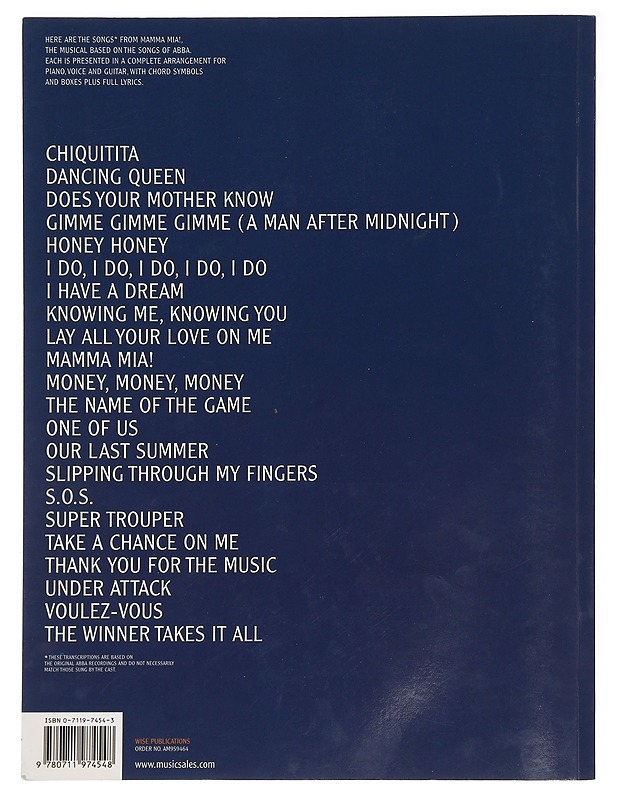 Mamma mia! vocal selections - Andersson, Benny - Tietokirjat ja oppaat - 10105466820 - 1