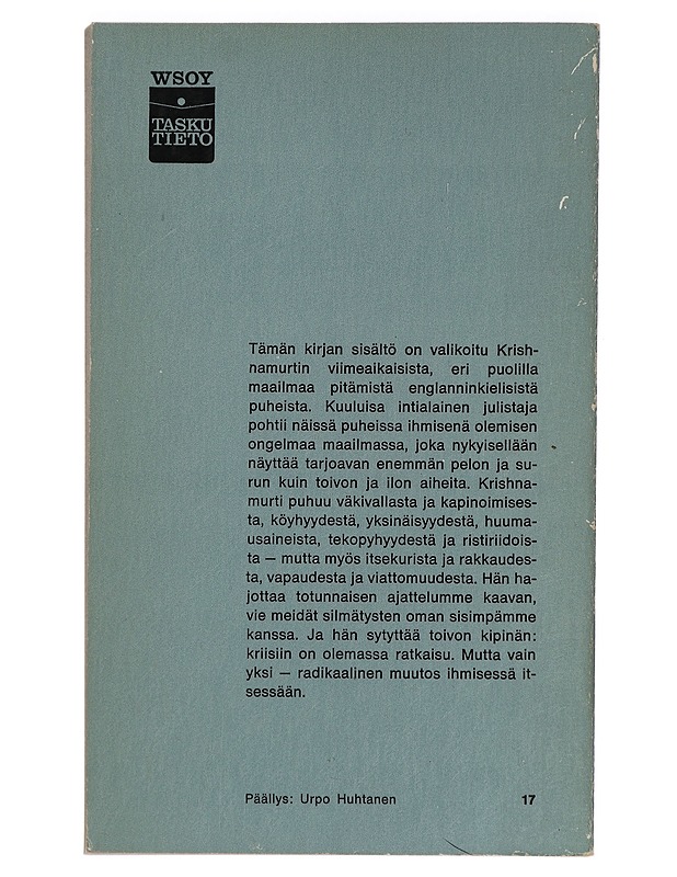 Ajattelun tuolle puolen - J. Krishnamurti - Harrastekirjat - 10105466927 - 1