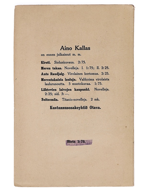 Suljettu puutarha - Aino Kallas - Runot ja näytelmät - 10105467207 - 1