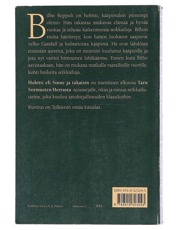 Hobitti, eli, Sinne ja takaisin - Tolkien, J. R. R. - Fantasia- ja scifi - 10105467757 - 1