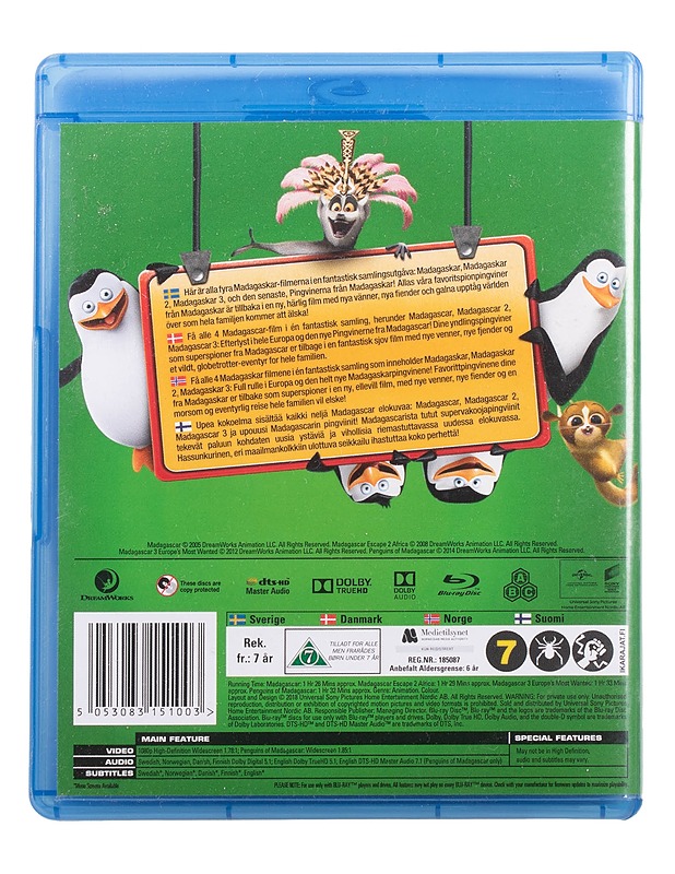 Madagascar And Penguins Of Madagascar: 4 Movie Collection - Blu-Ray - Blu-ray-levyt - 10105467940 - 1