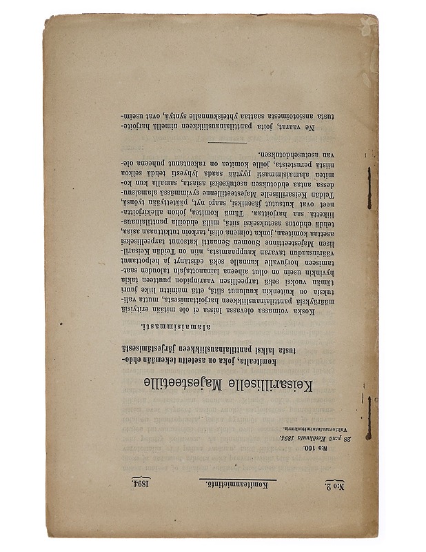 Keisarilliselle Majesteetille N:o 2 - Historiakirjat - 10105468058 - 1