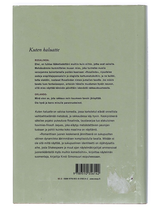 Kuten haluatte - Shakespeare, William - Runot ja näytelmät - 10105468290 - 1