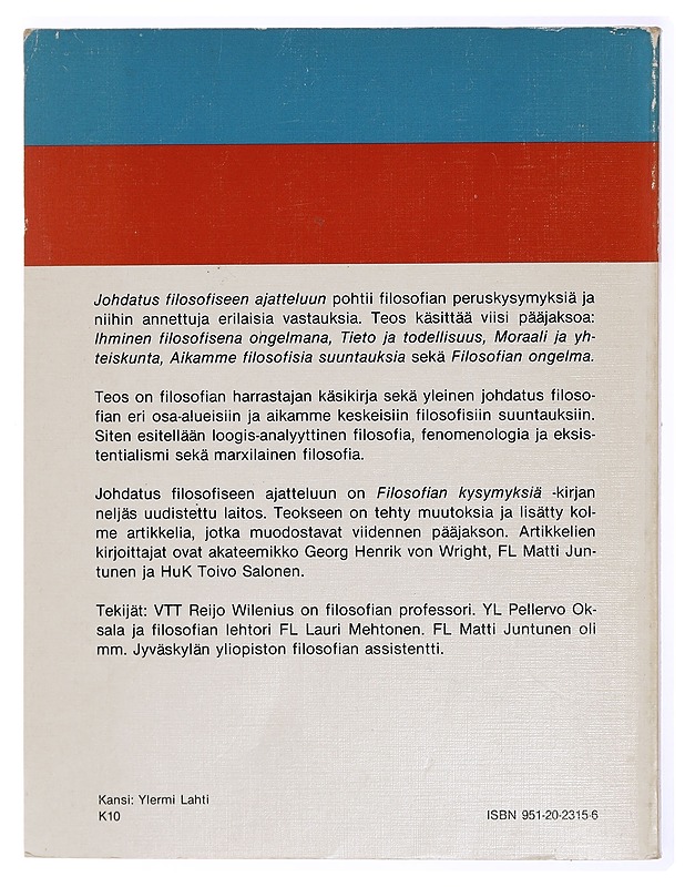 Johdatus filosofiseen ajatteluun - Wilenius, Reijo - Tietokirjat ja oppaat - 10105468529 - 1