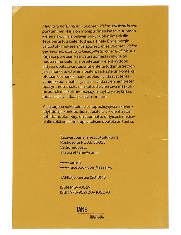 Miehiä ja naisihmisiä : suomen kielen seksismi ja sen purkaminen - Mila Engelberg - Tietokirjat ja oppaat - 10105468841 - 1