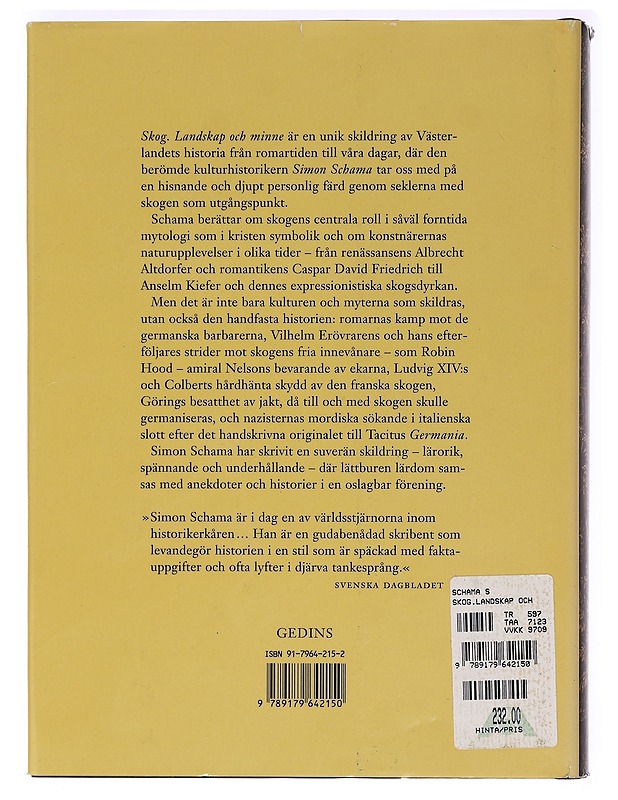 Skog : landskap och minne : en civilisationshistoria - Simon Schama - Historiakirjat - 10105469296 - 1