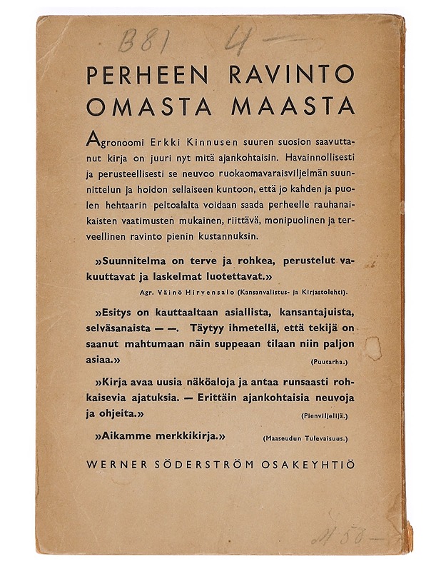 Perheen ravinto omasta maasta - Kinnunen, Erkki J. - Tietokirjat ja oppaat - 10105469512 - 1
